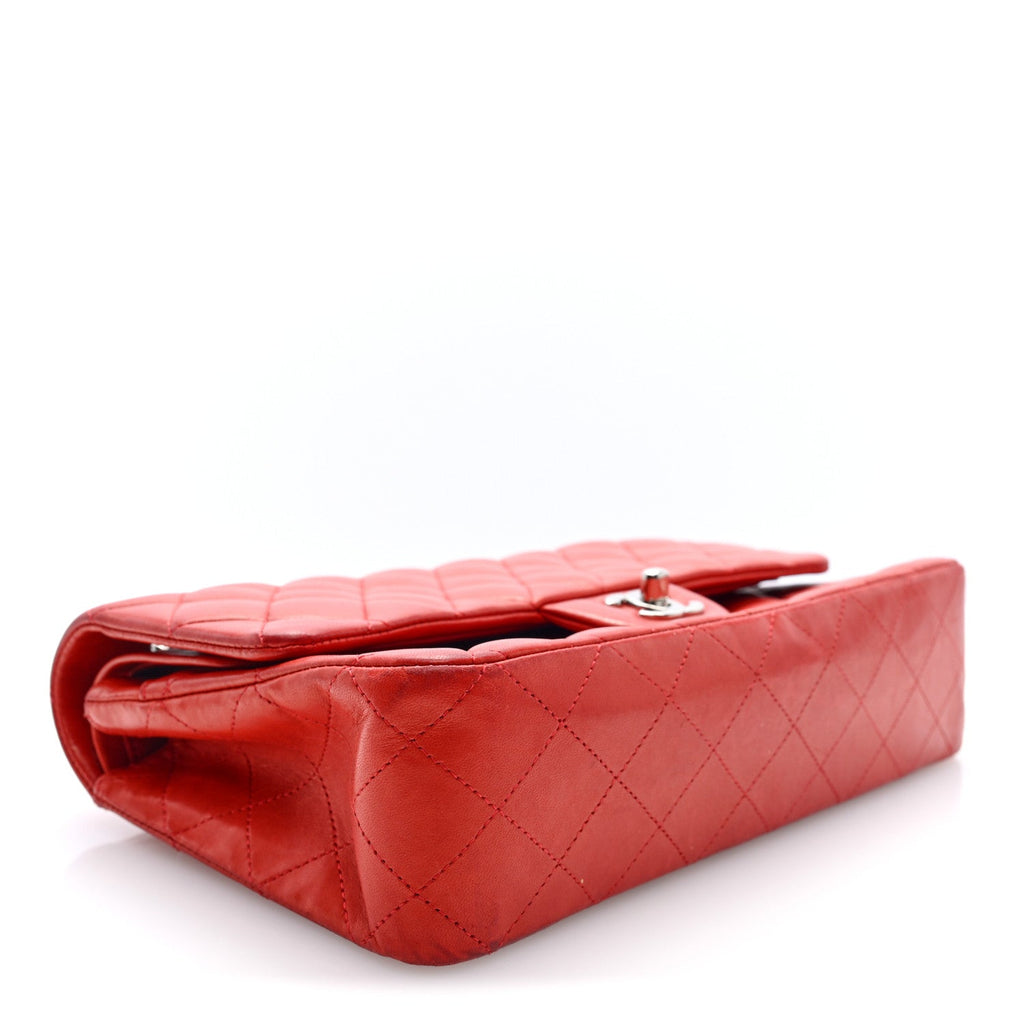 Lambskin Quilted Medium Double Flap Red wholesalehk.shop