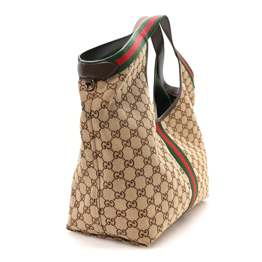 GG Monogram Web Large Giglio Tote Beige Brown wholesalehk.shop