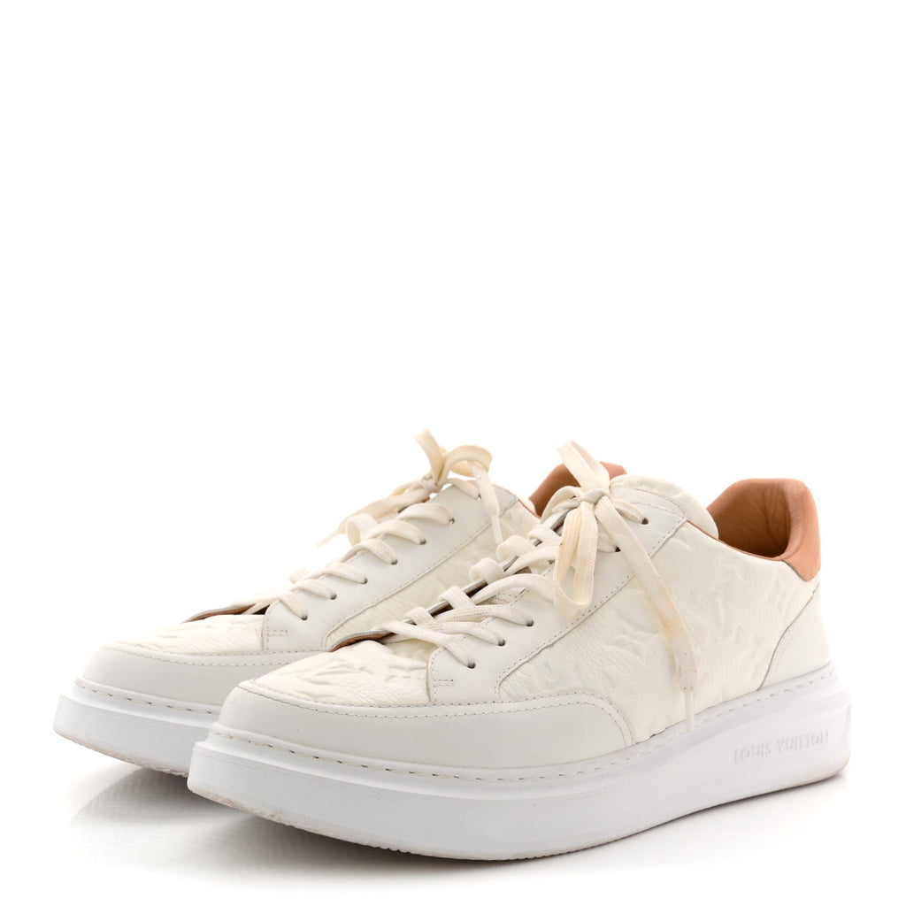 Grained Calfskin Embossed Monogram Mens Beverly Hills Sneakers 8.5 White £¨ Direct shipment via from wholesalehk.shop