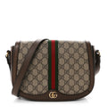 GG Supreme Monogram Web Small Ophidia Flap Messenger Bag Brown wholesalehk.shop