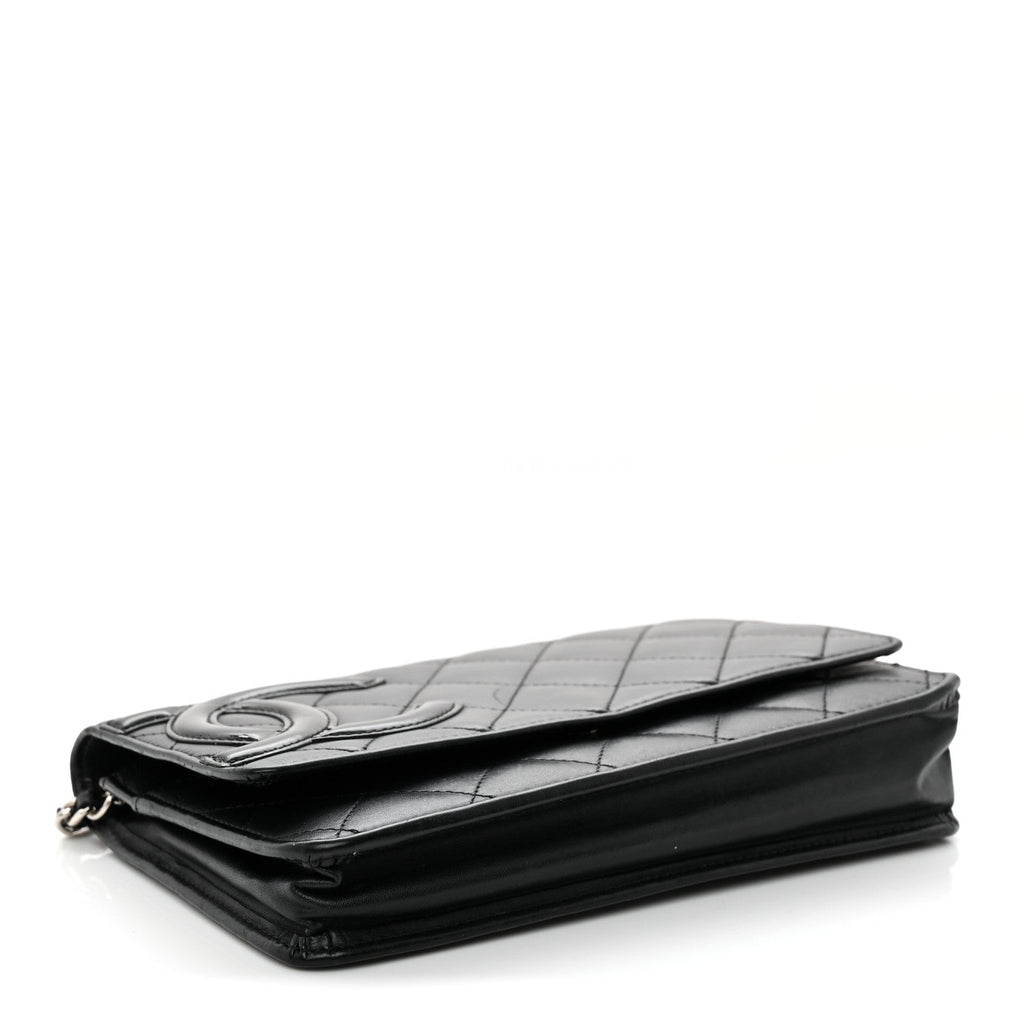 Calfskin Quilted Cambon Wallet on Chain WOC Black wholesalehk.shop