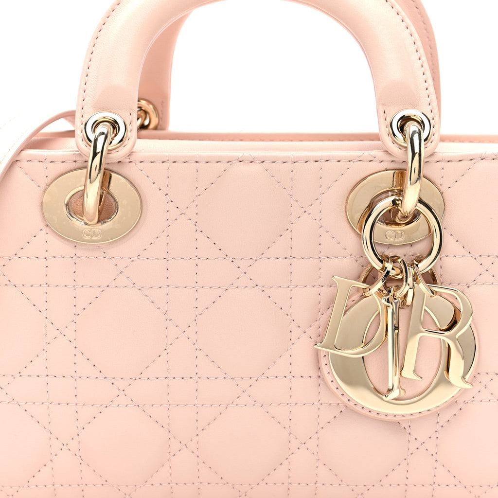 Lambskin Cannage Medium Lady D-Joy Powder Pink wholesalehk.shop