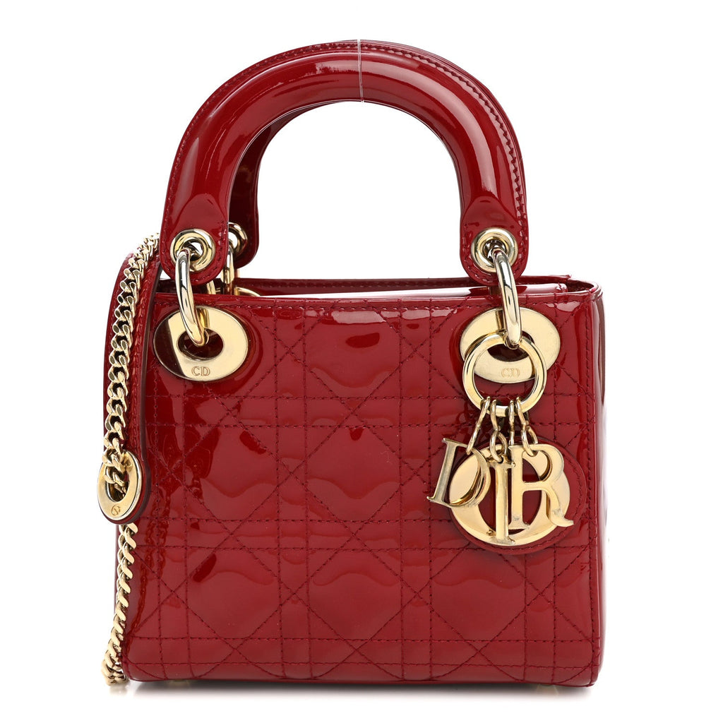 Patent Cannage Mini Lady Dior Red wholesalehk.shop