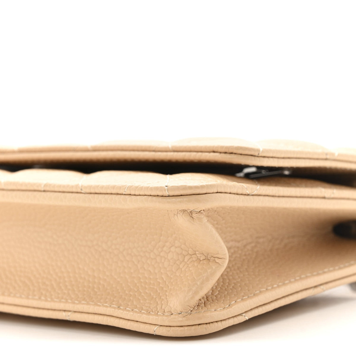 Caviar Quilted Wallet on Chain WOC Beige wholesalehk.shop
