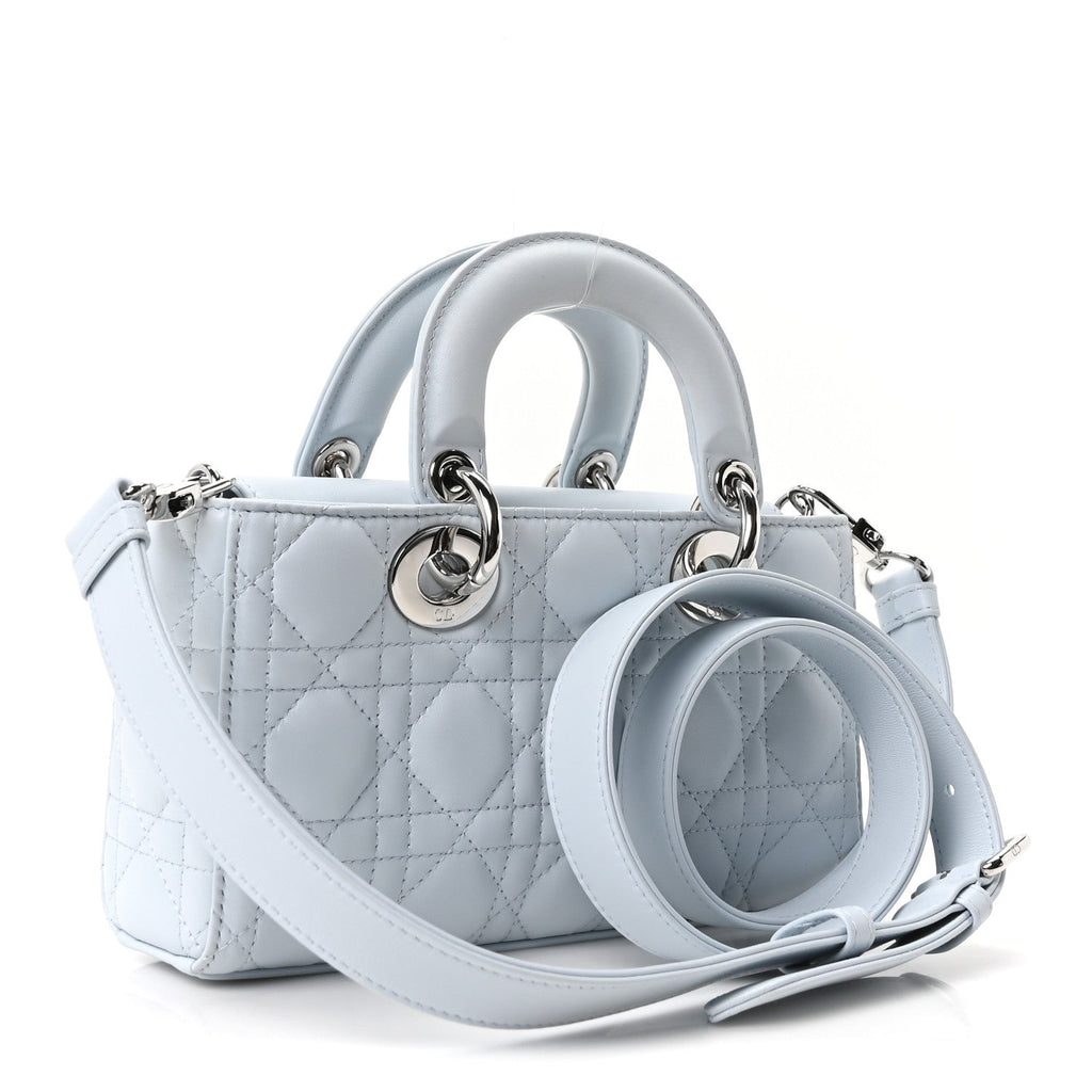 Lambskin Cannage Small Lady D-Joy Light Blue wholesalehk.shop