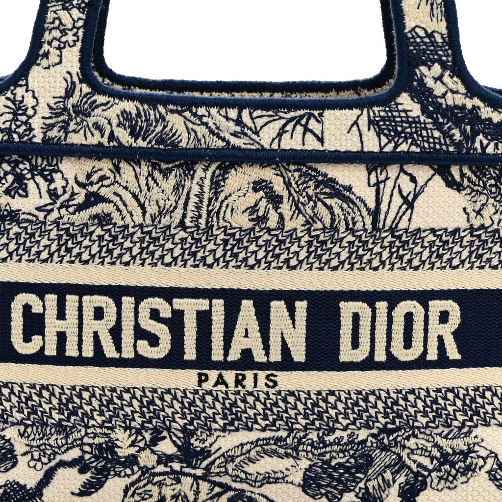 Canvas Embroidered Mini Toile De Jouy Book Tote Blue £¨ Direct shipment via from wholesalehk.shop