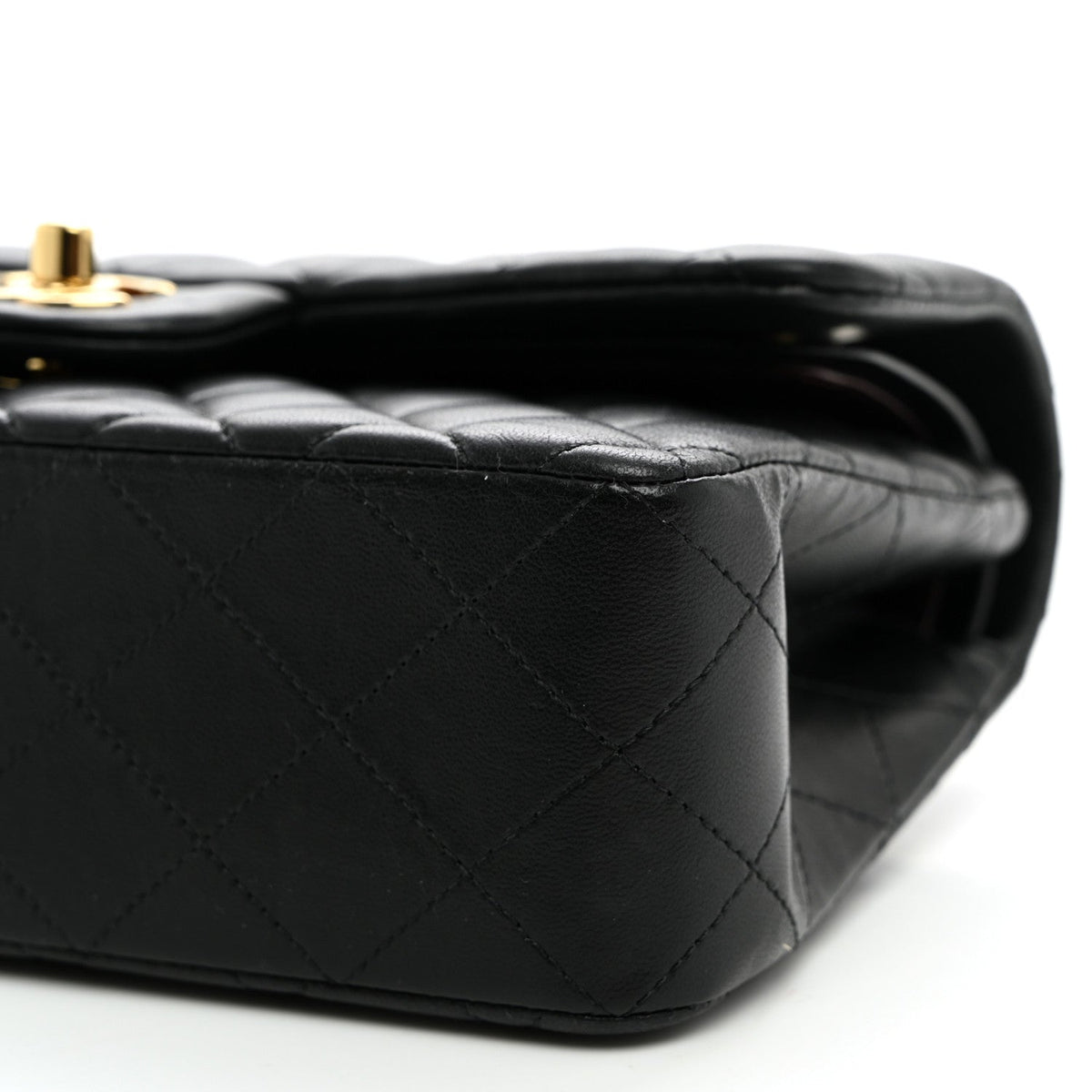 Lambskin Quilted Small Double Flap Black wholesalehk.shop