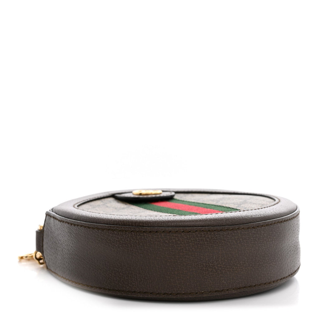 GG Supreme Monogram Web Mini Ophidia Round Shoulder Bag Brown wholesalehk.shop