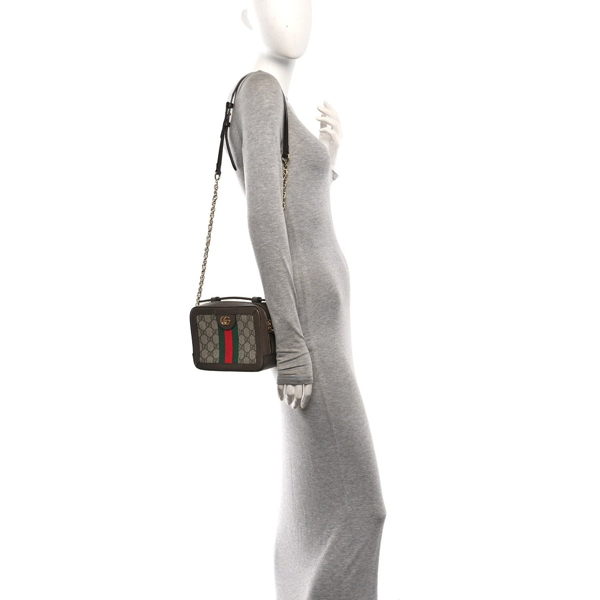 GG Supreme Monogram Mini Ophidia Top Handle Shoulder Bag Brown wholesalehk.shop