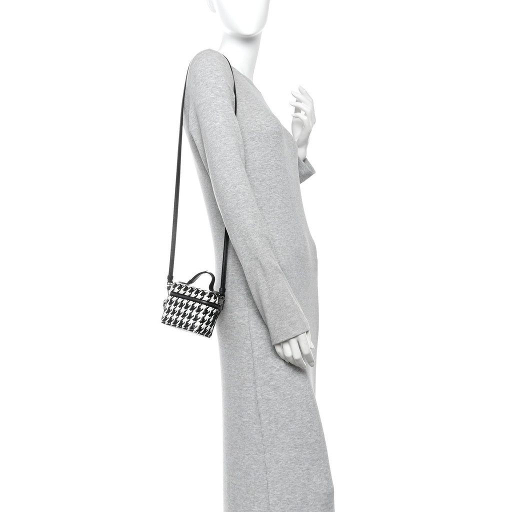 Calfskin Macro Houndstooth Embossed Micro Lady Dior Vanity Case Black White wholesalehk.shop