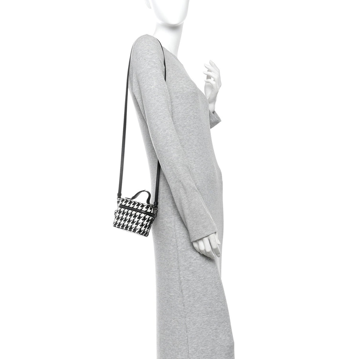 Calfskin Macro Houndstooth Embossed Micro Lady Dior Vanity Case Black White wholesalehk.shop