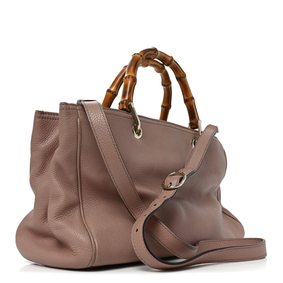 Pebbled Calfskin Medium Bamboo Shopper Tote Dark Cipria wholesalehk.shop