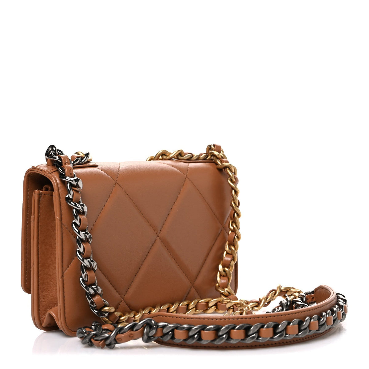Lambskin Quilted Chanel 19 Wallet On Chain WOC Brown wholesalehk.shop