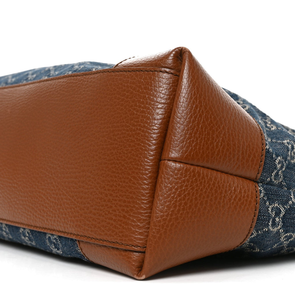 New Denim GG Monogram Medium Ophidia Shopping Tote Blue Tea Cuir wholesalehk.shop