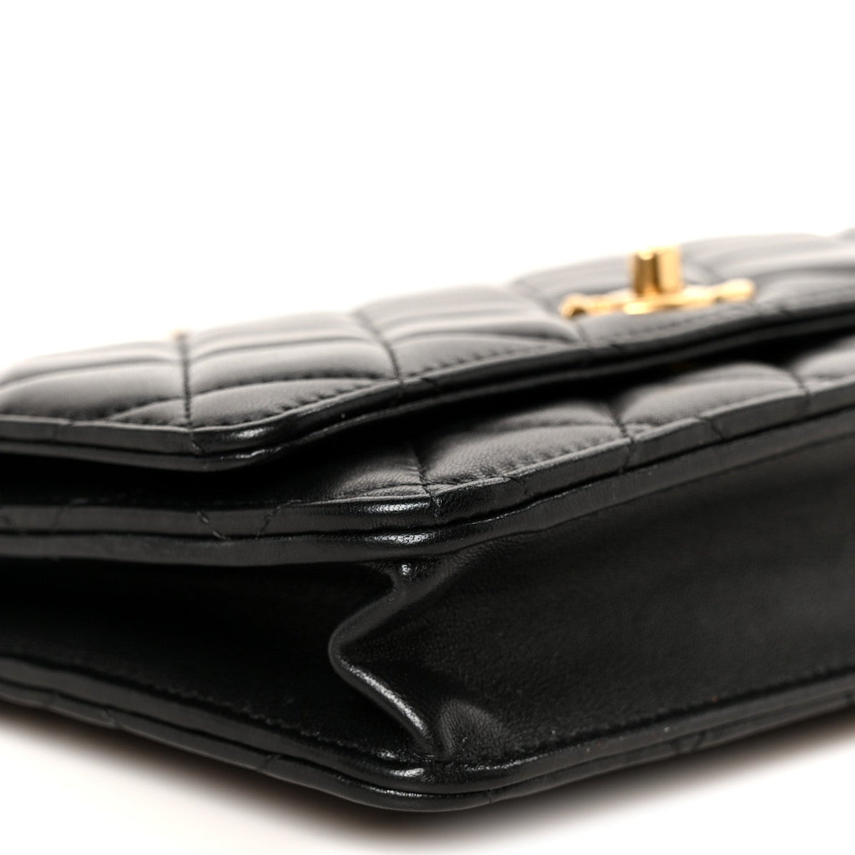 Lambskin Quilted CC Pearl Crush Wallet on Chain WOC Black wholesalehk.shop