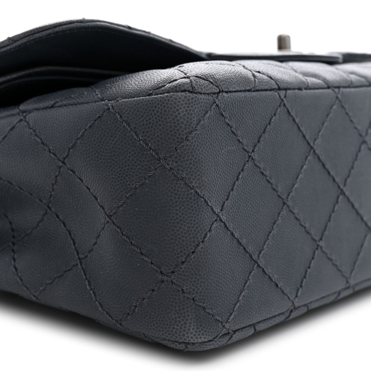 Washed Caviar Quilted Jumbo Double Flap Dark Grey wholesalehk.shop