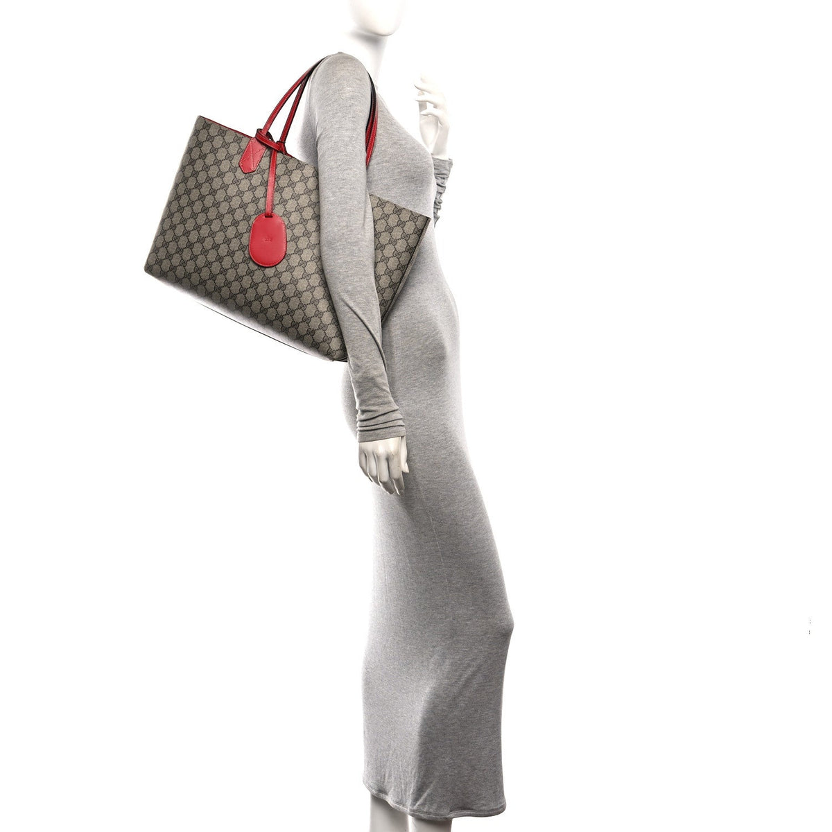 GG Supreme Monogram Medium Reversible Tote Beige Red wholesalehk.shop