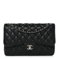 Caviar Quilted Jumbo Double Flap Black wholesalehk.shop