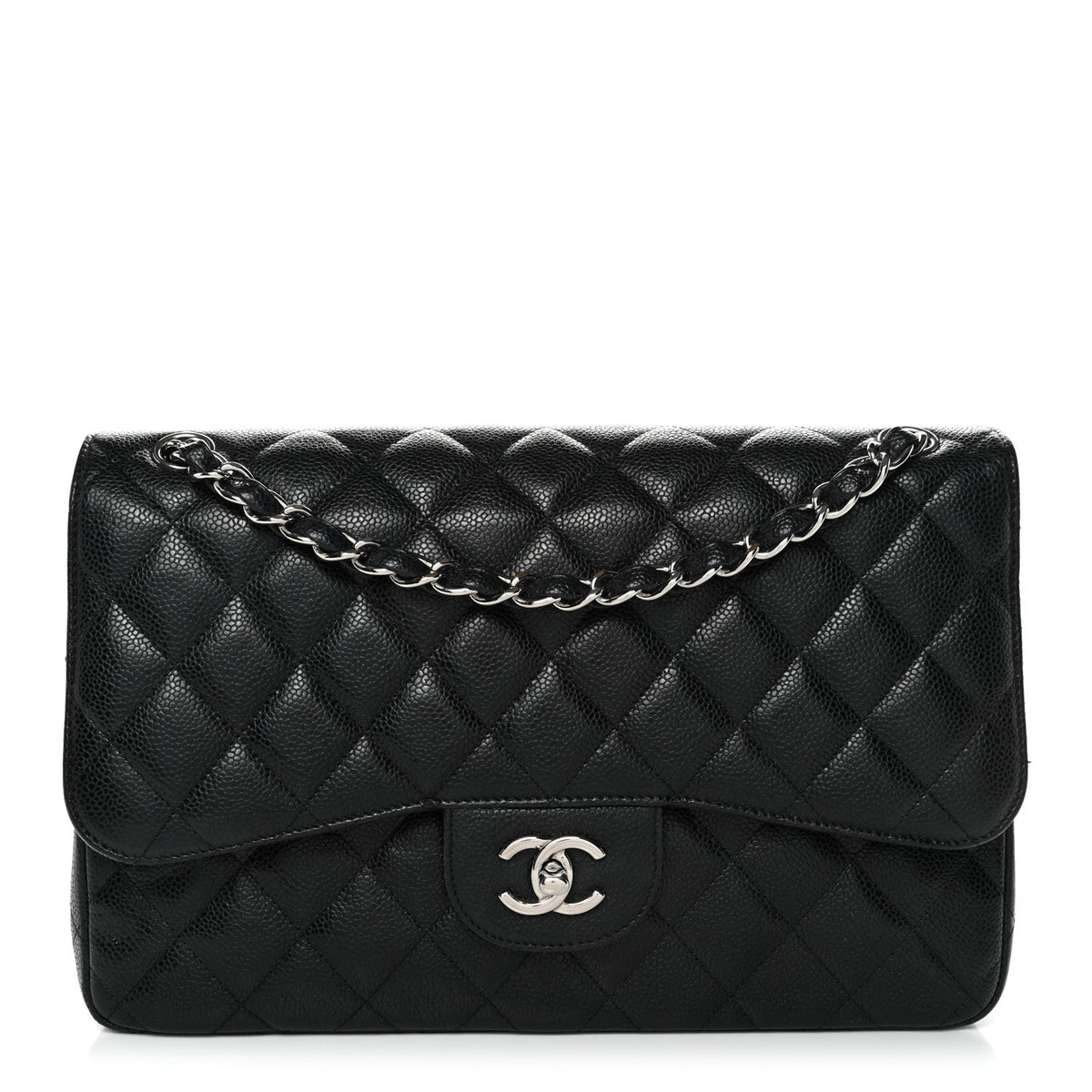 Caviar Quilted Jumbo Double Flap Black wholesalehk.shop