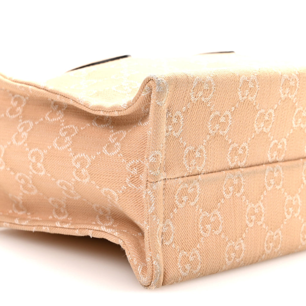 Denim Ophidia GG Monogram Tote Medium Light Beige wholesalehk.shop