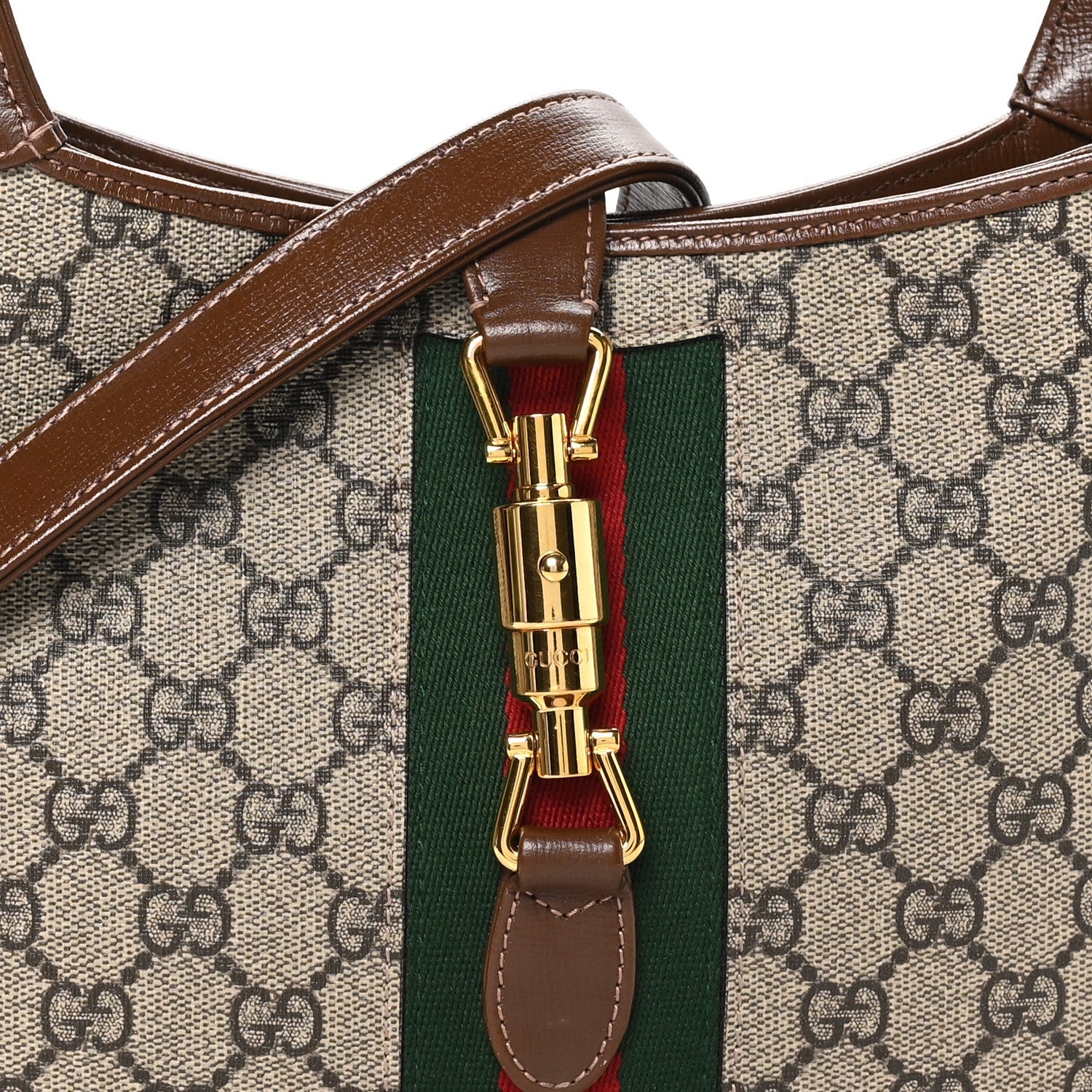 GG Supreme Monogram Azalea Calfskin Web Small Jackie 1961 Hobo Beige Ebony Brown Sugar £¨ Direct shipment via from wholesalehk.shop