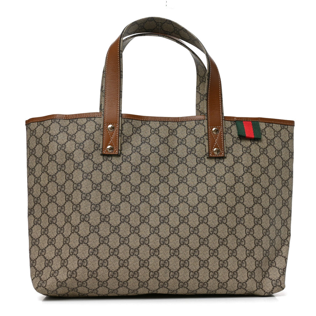 GG Plus Monogram Medium Signature Web Loop Tote Brown wholesalehk.shop