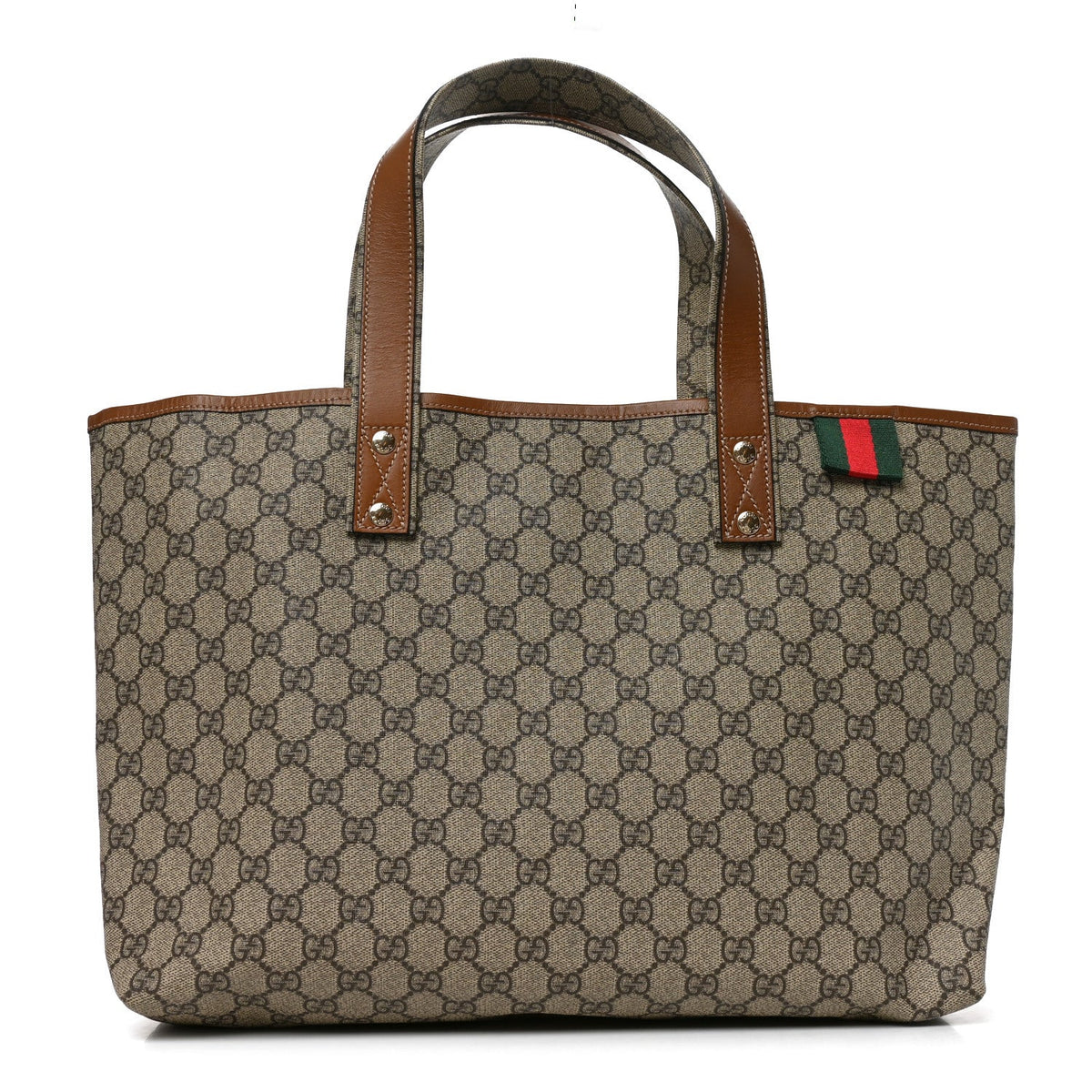 GG Plus Monogram Medium Signature Web Loop Tote Brown wholesalehk.shop