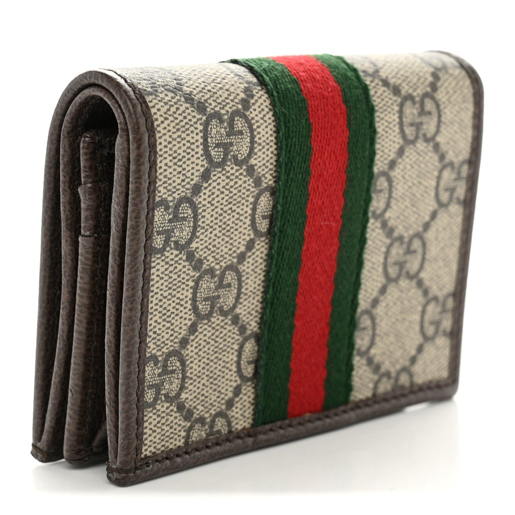 GG Supreme Monogram Web Ophidia Small Wallet Beige Dark Brown wholesalehk.shop