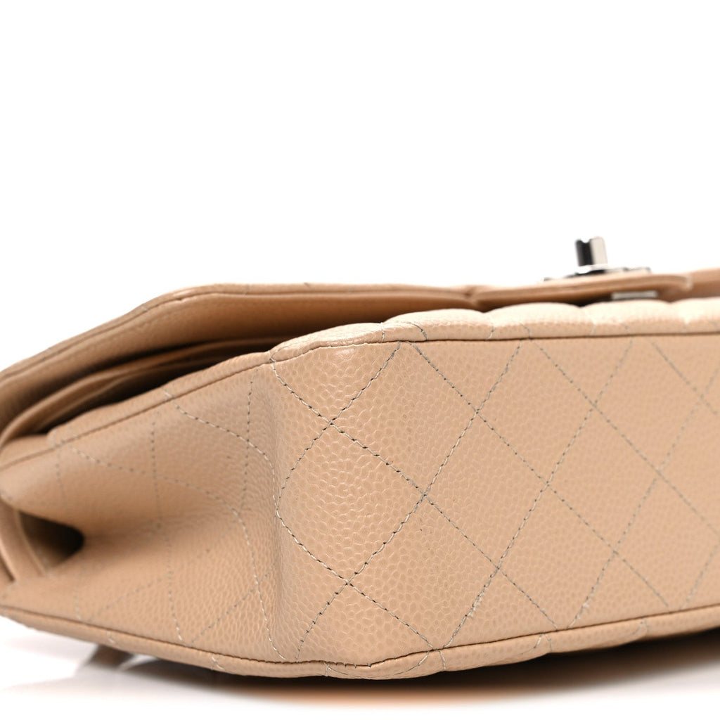 Caviar Quilted Medium Double Flap Beige wholesalehk.shop
