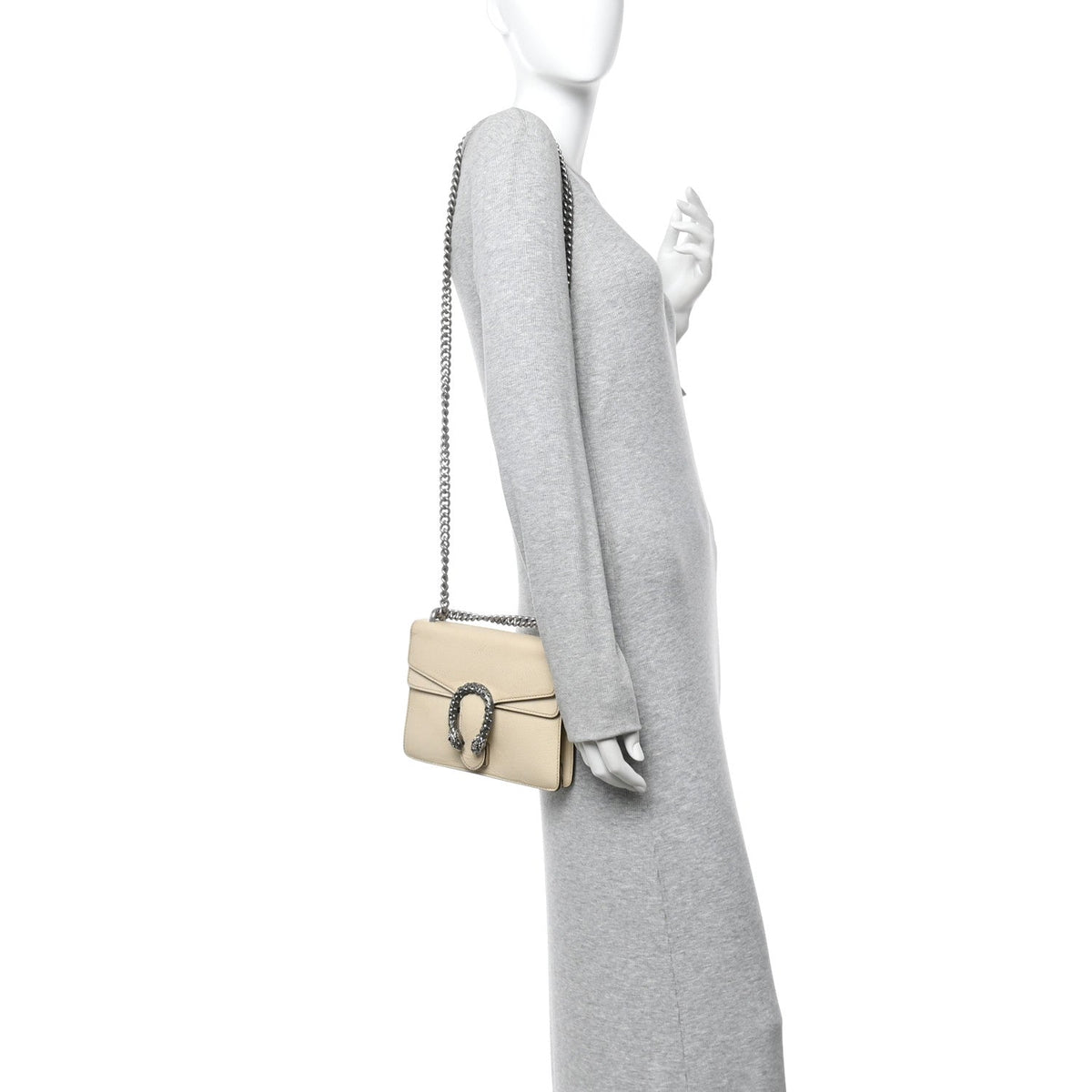 Textured Calfskin Crystal Mini Dionysus Shoulder Bag Mystic White wholesalehk.shop