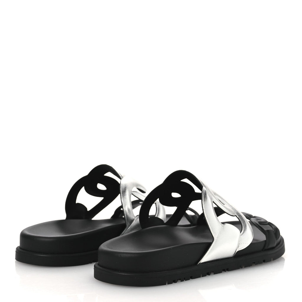 Metallic Nappa Extra Sandals 36 Gris Argente Black wholesalehk.shop