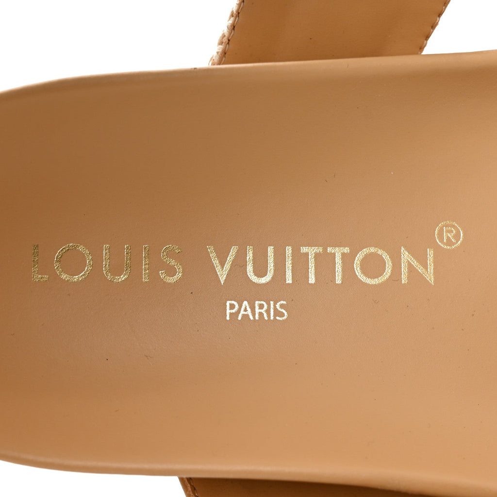 Raffia Monogram Bom Dia Flat Mule Sandals 39 Natural £¨ Direct shipment via from wholesalehk.shop