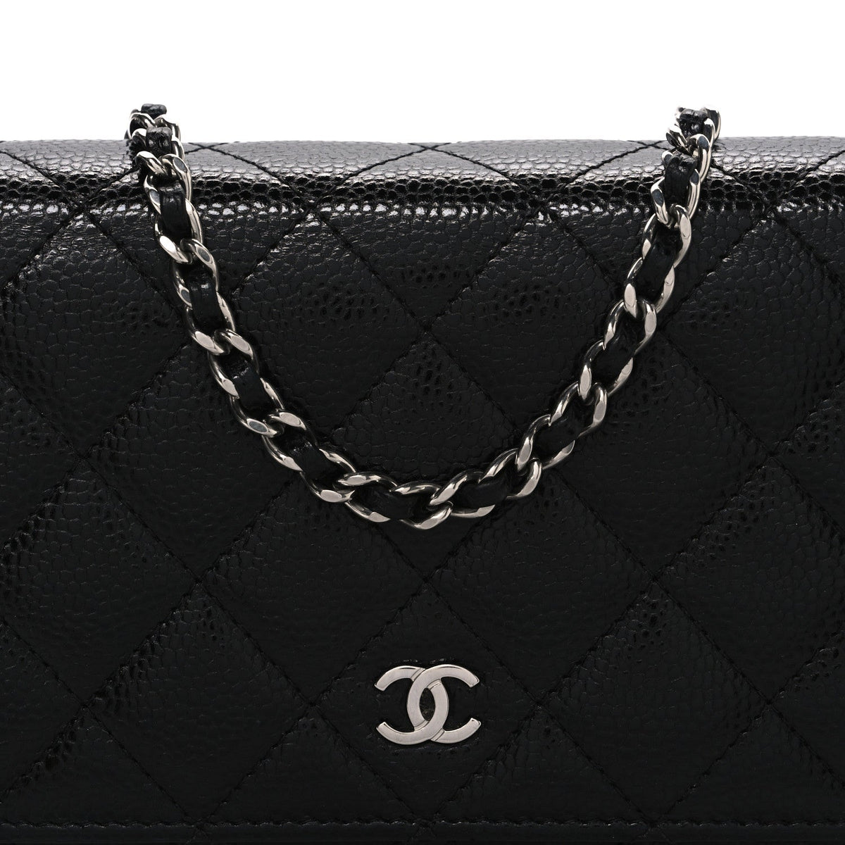 Caviar Quilted Wallet on Chain WOC Black wholesalehk.shop