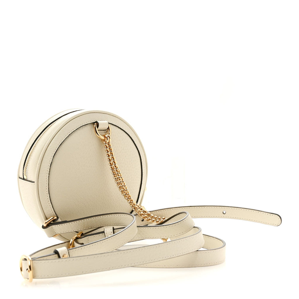 Textured Calfskin Web Mini Ophidia Round Backpack Mystic White wholesalehk.shop