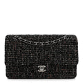 Tweed Quilted Medium Double Flap Black wholesalehk.shop