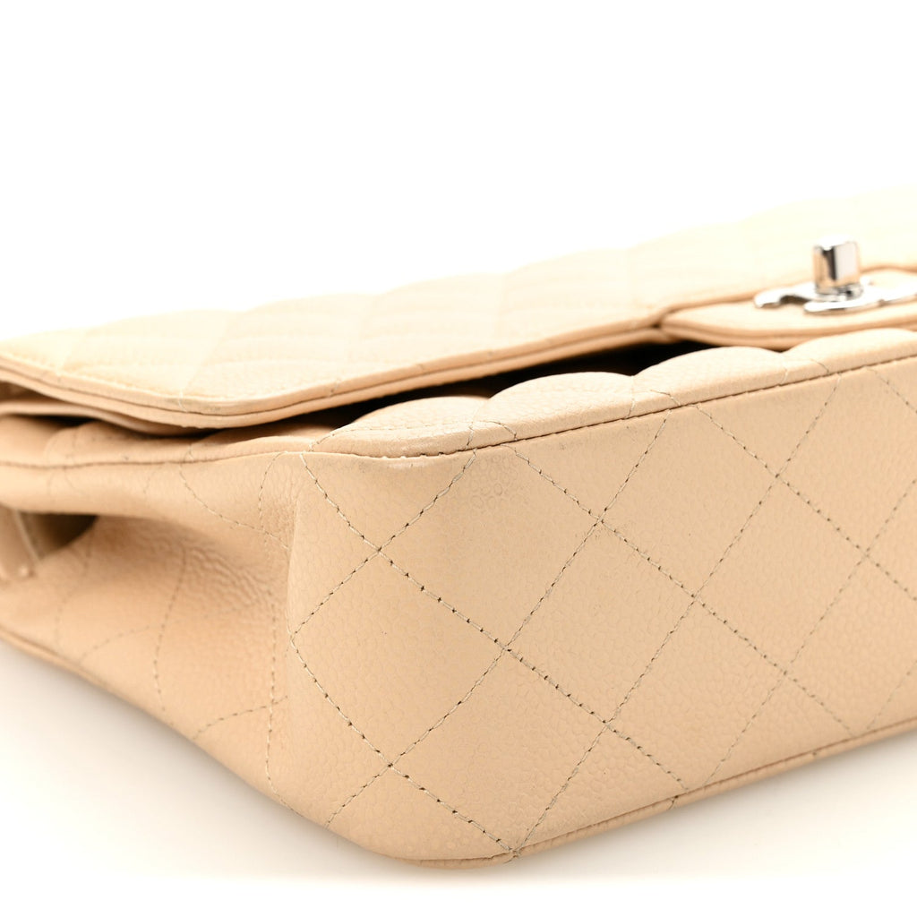 Caviar Quilted Medium Double Flap Beige Clair wholesalehk.shop