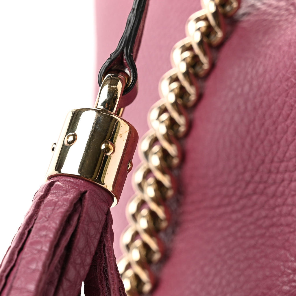 Pebbled Calfskin Medium Soho Chain Shoulder Bag Peonia Flower wholesalehk.shop