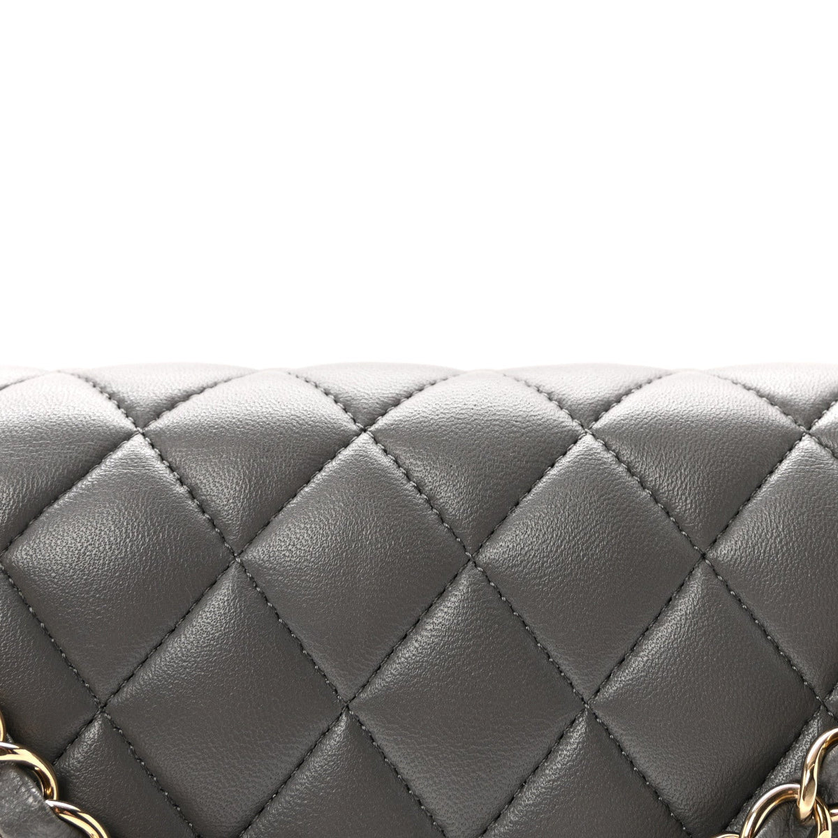 Lambskin Quilted Medium Double Flap Grey wholesalehk.shop