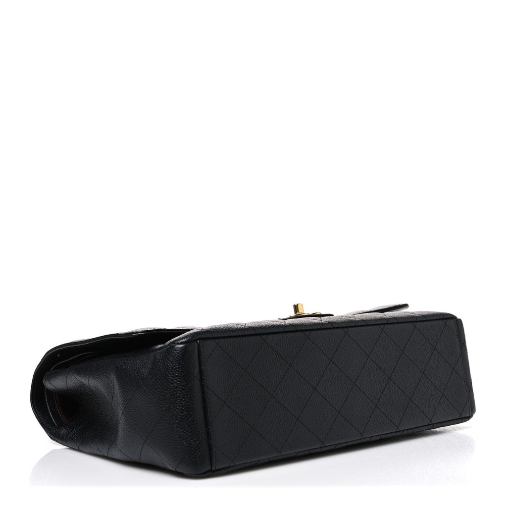 Caviar Quilted Maxi Double Flap Black wholesalehk.shop