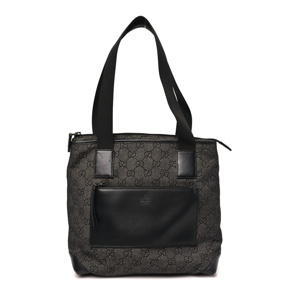 Denim Monogram Tote Bag Black wholesalehk.shop