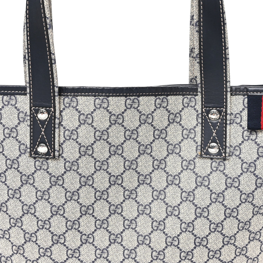 GG Plus Monogram Medium Signature Web Loop Tote Navy wholesalehk.shop
