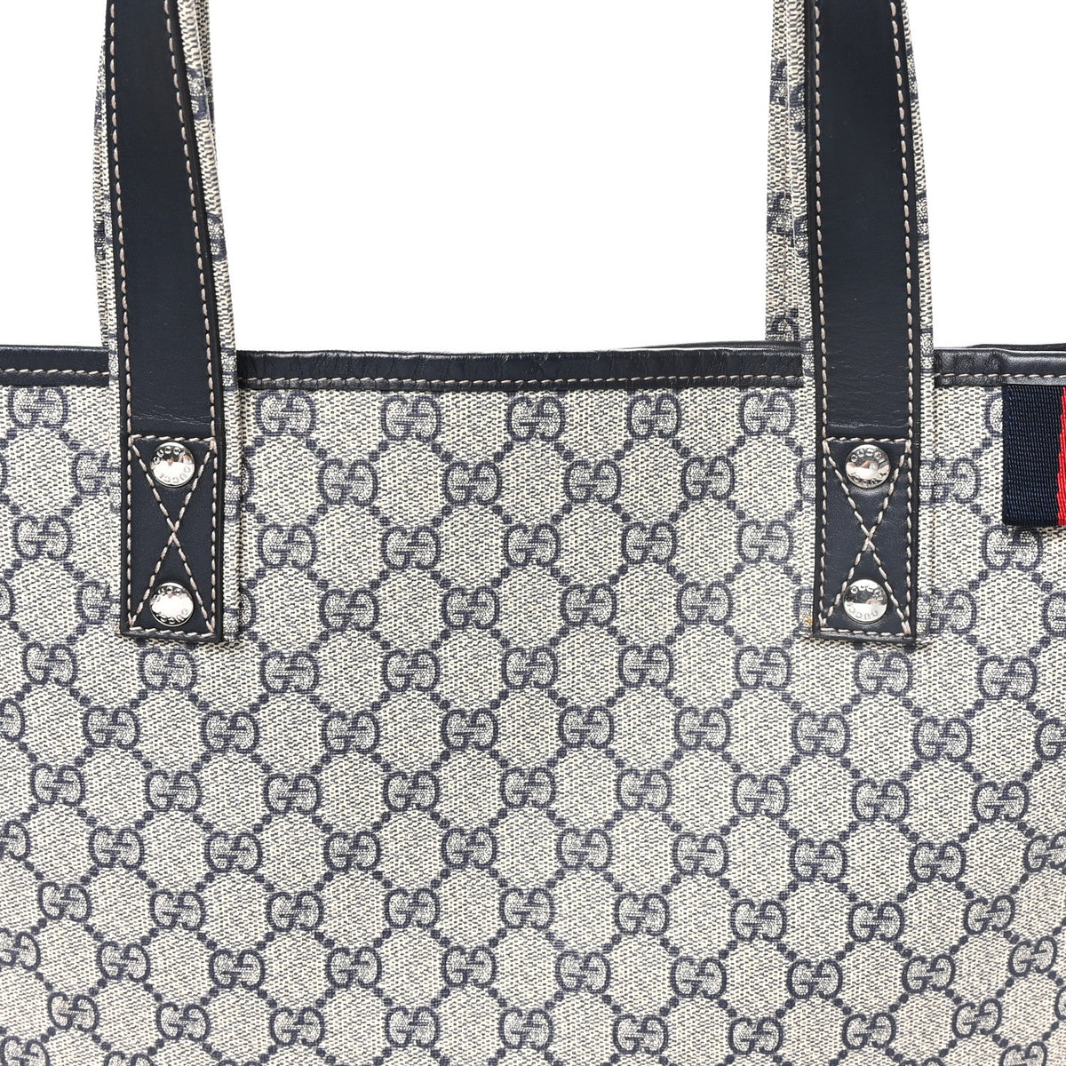GG Plus Monogram Medium Signature Web Loop Tote Navy wholesalehk.shop