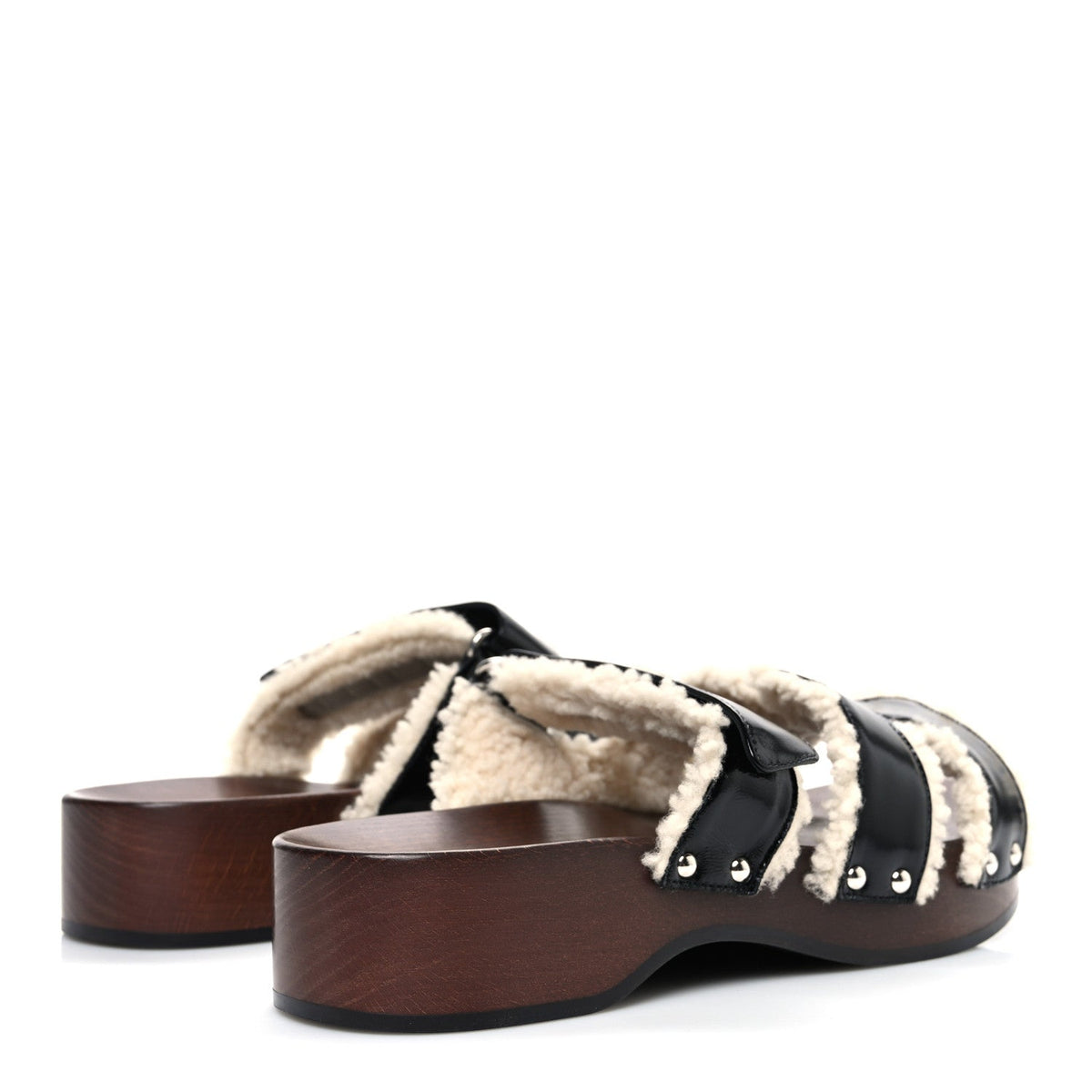 Glazed Nappa Shearling Womens Kos Clog 40 Black Ecru wholesalehk.shop