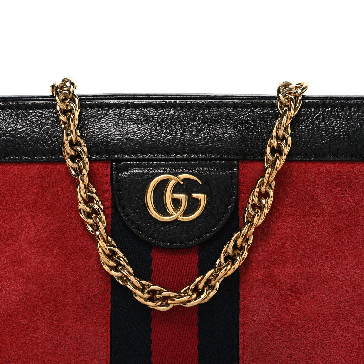 Suede Patent Web Small Ophidia Chain Shoulder Bag Hibiscus Red Black wholesalehk.shop