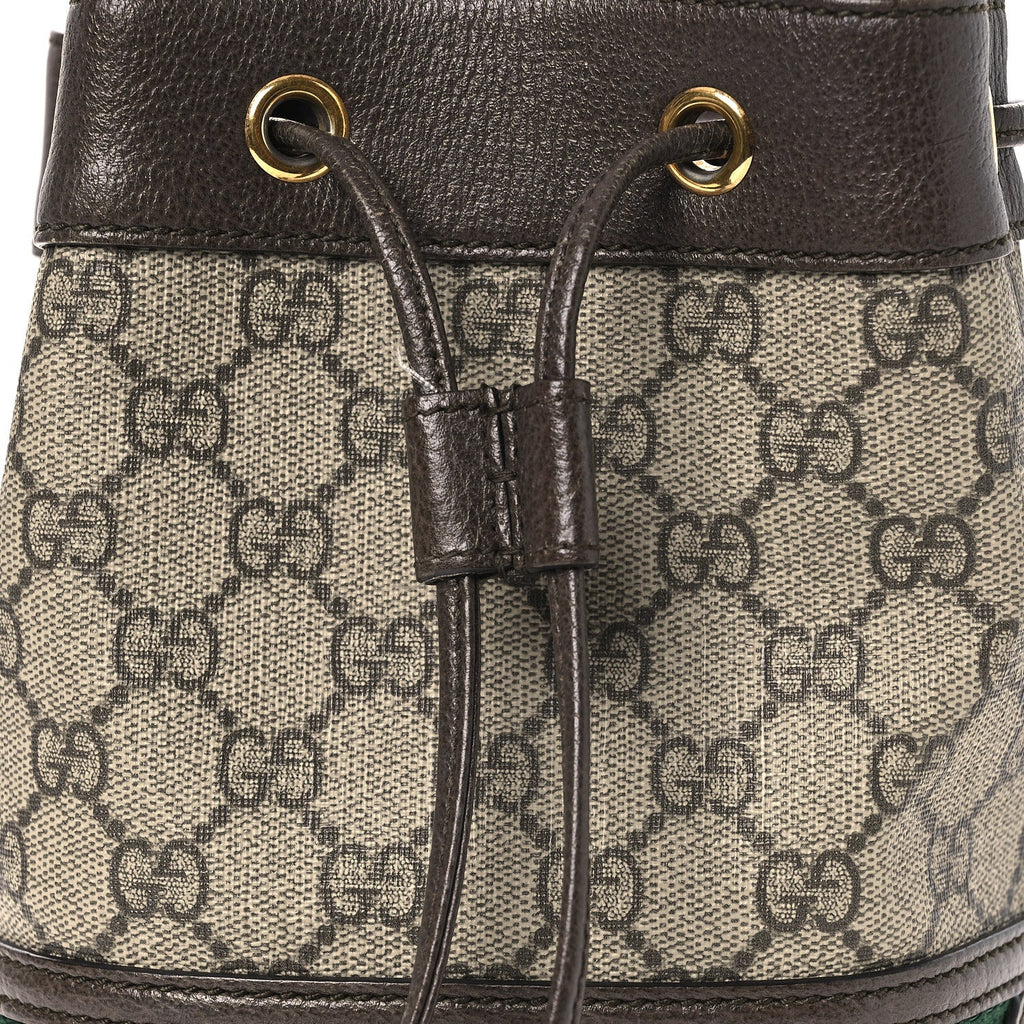 GG Supreme Monogram Web Mini Ophidia Bucket Bag Brown wholesalehk.shop