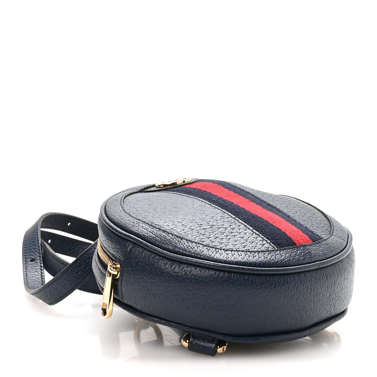 Textured Calfskin Web Mini Ophidia Round Backpack Blue Agata wholesalehk.shop