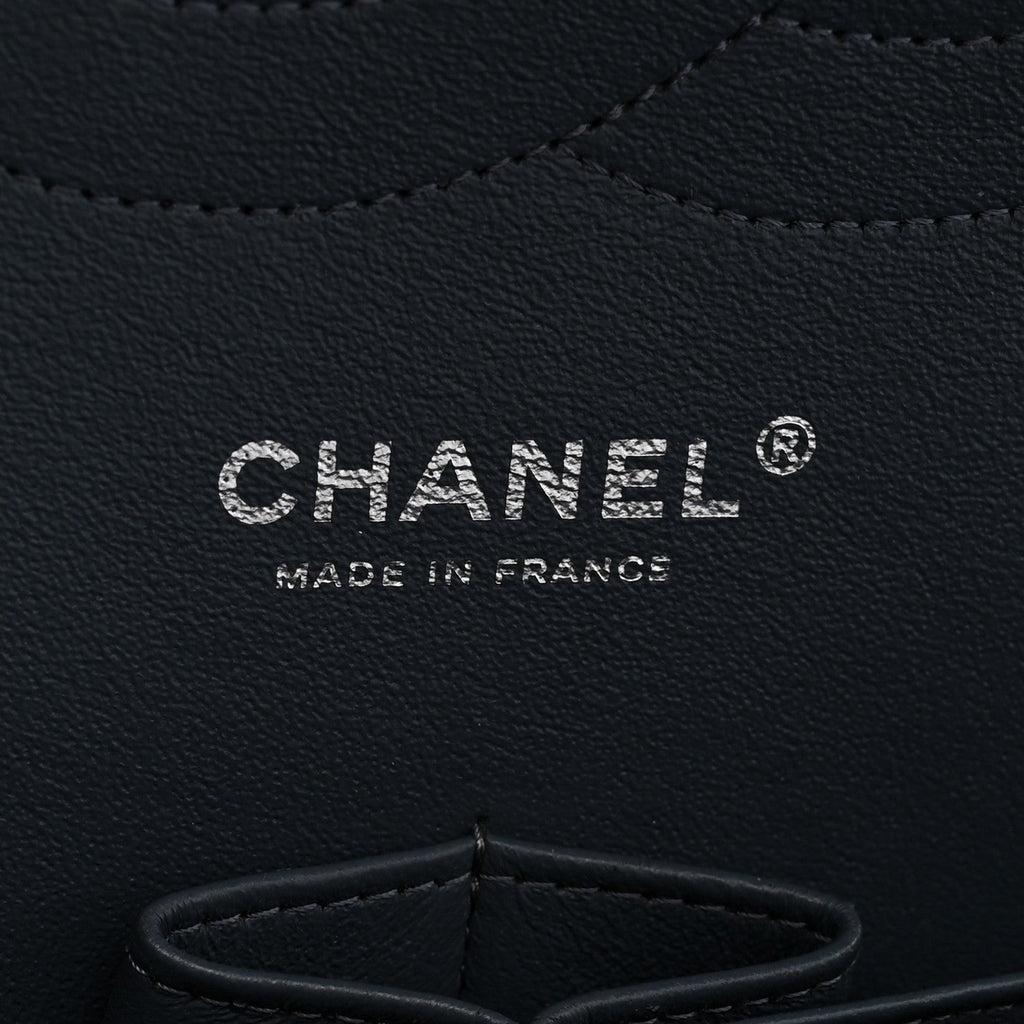 Washed Caviar Quilted Jumbo Double Flap Dark Grey wholesalehk.shop