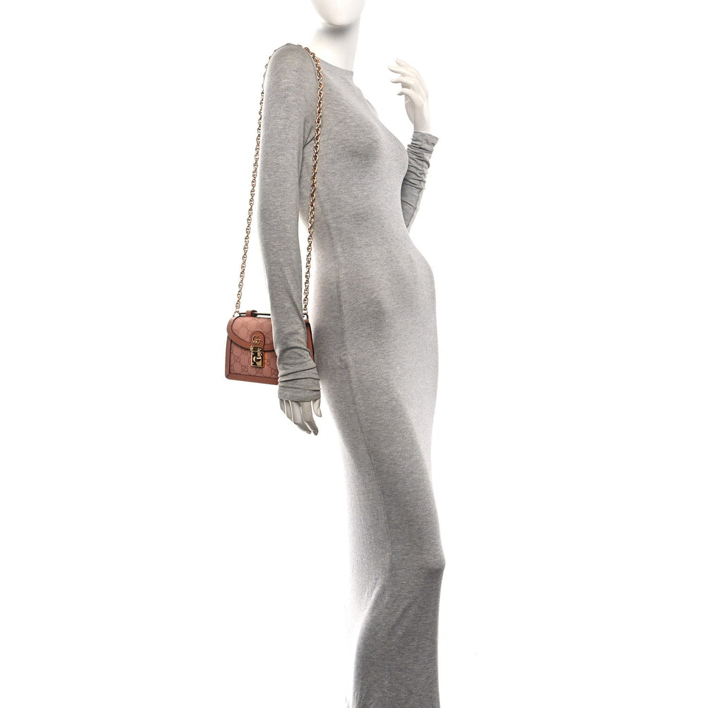 GG Monogram Textured Dollar Calfskin Mini Ophidia Padlock Top Handle Chain Shoulder Bag Cloche Rose Pink £¨ Direct shipment via from wholesalehk.shop