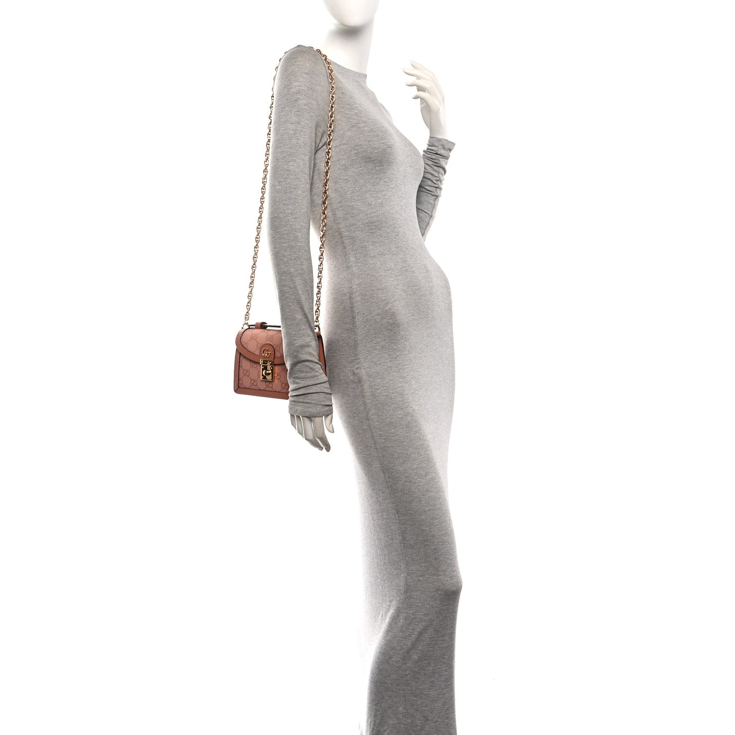 GG Monogram Textured Dollar Calfskin Mini Ophidia Padlock Top Handle Chain Shoulder Bag Cloche Rose Pink £¨ Direct shipment via from wholesalehk.shop