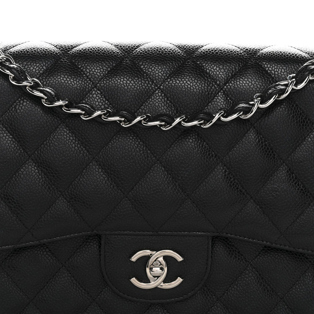 Caviar Quilted Jumbo Double Flap Black wholesalehk.shop